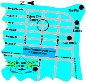 Cairns City Map - Travellers Oasis Hostel in Cairns